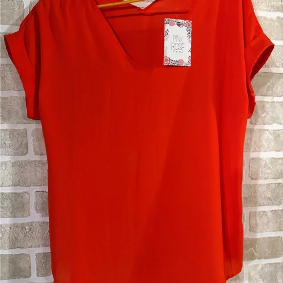 Pink Rose Women's Vivid Orange Blouse - Picture 2 of 7
